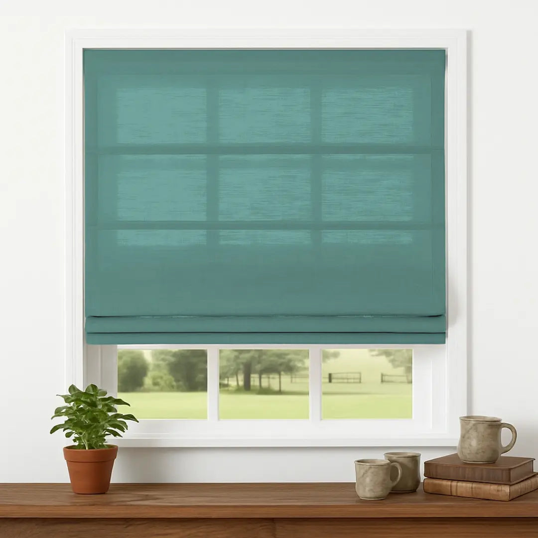 Custom Semi-Blackout Linen Roman Shades