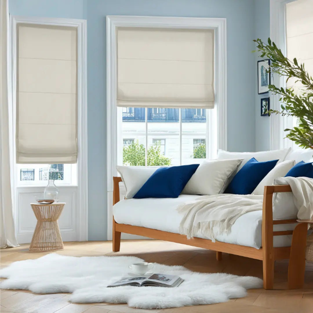 Custom Semi-Blackout Linen Roman Shades 1038 Series