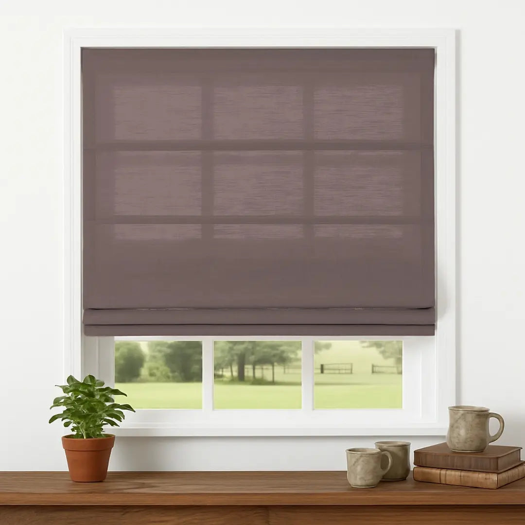 Custom Semi-Blackout Linen Roman Shades