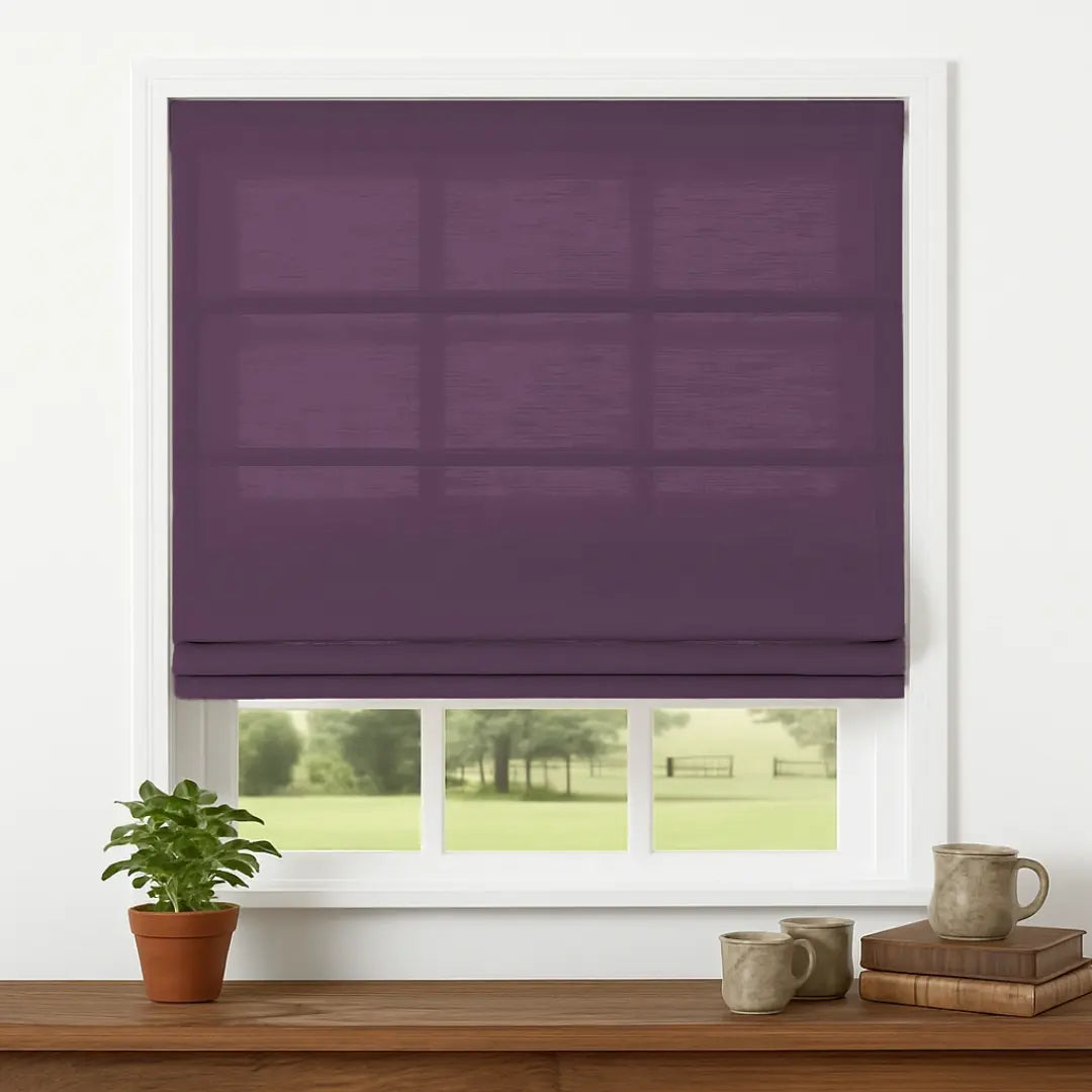 Custom Semi-Blackout Linen Roman Shades