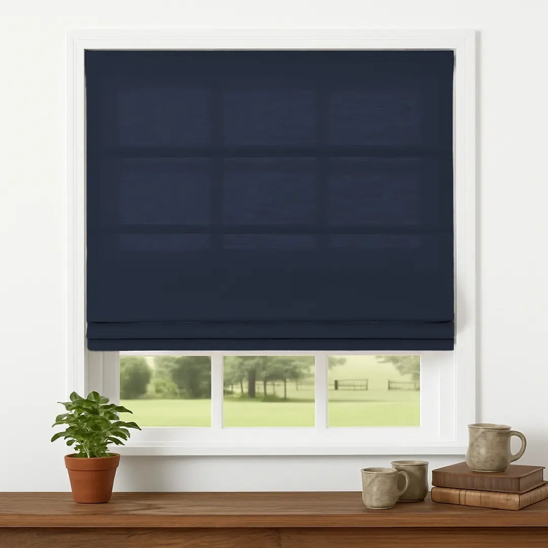 Custom Semi-Blackout Linen Roman Shades