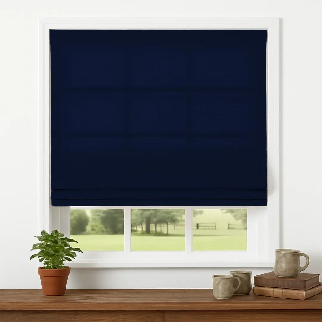 Custom Semi-Blackout Linen Roman Shades