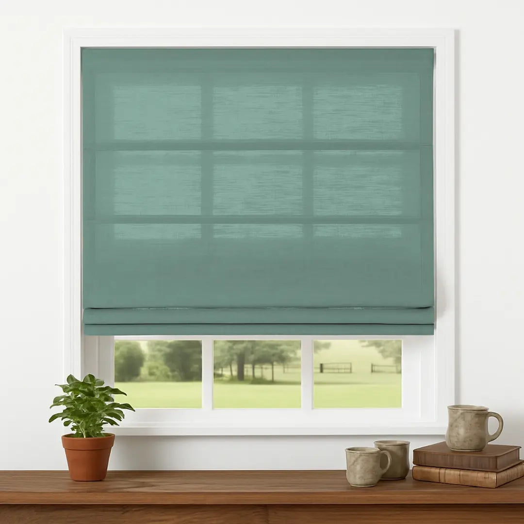 Costom Roman Shades Sage Green 1038-9