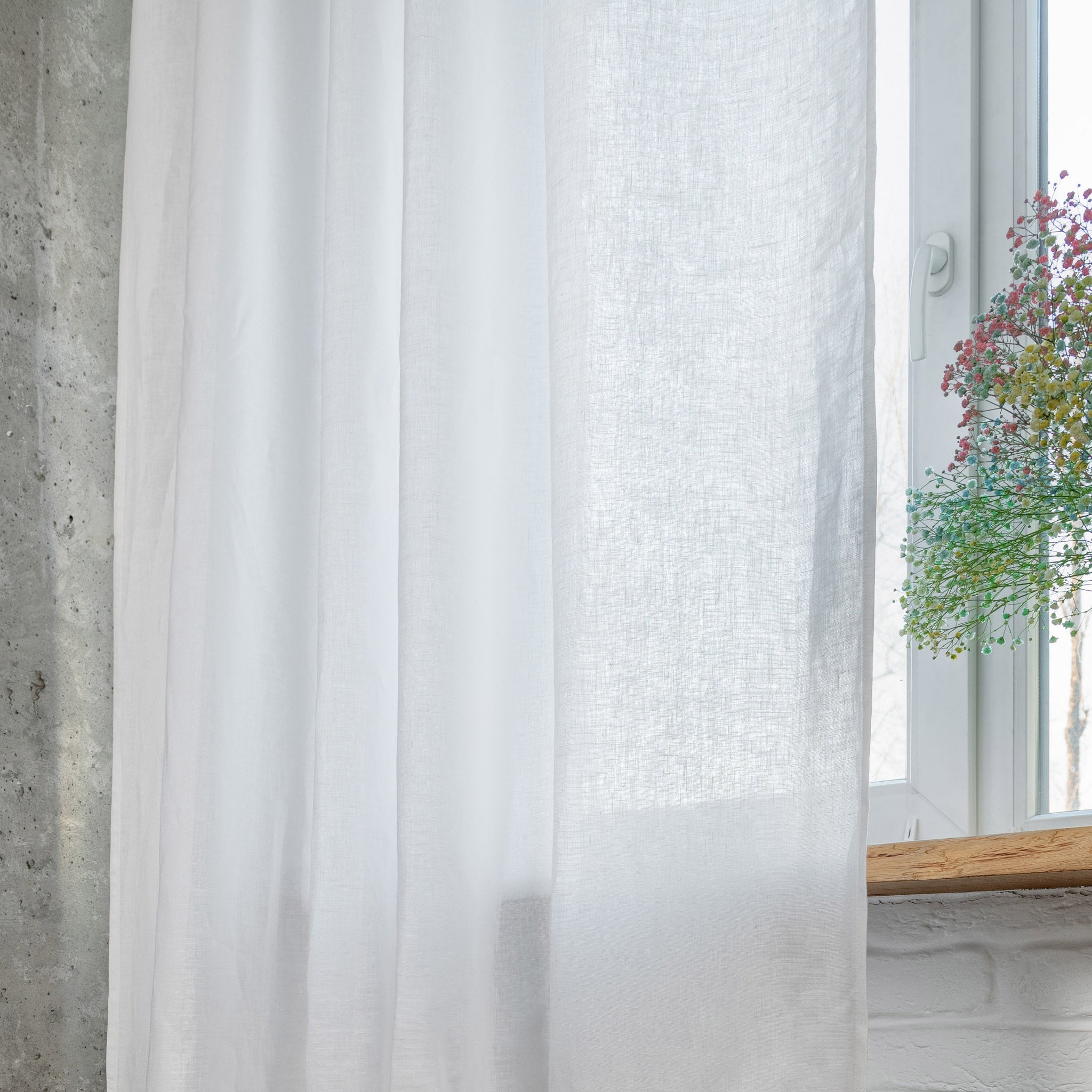 Custom Semi Sheer Linen Curtain Panel for Bedroom