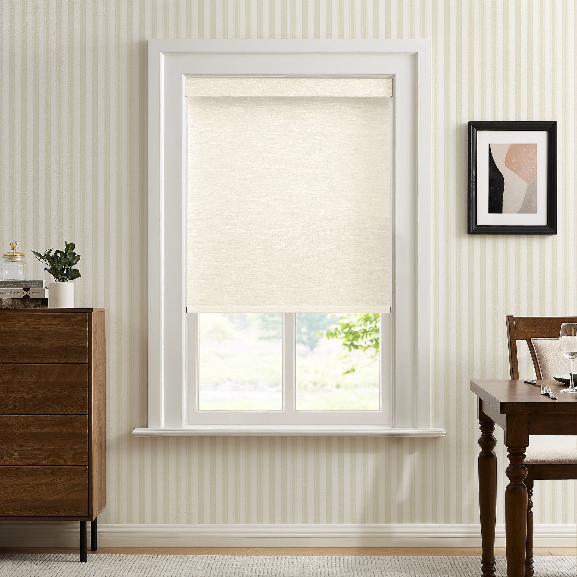 Custom Linen Look 100% Blackout Roller Shades|Custom Size Blackout/Thermal