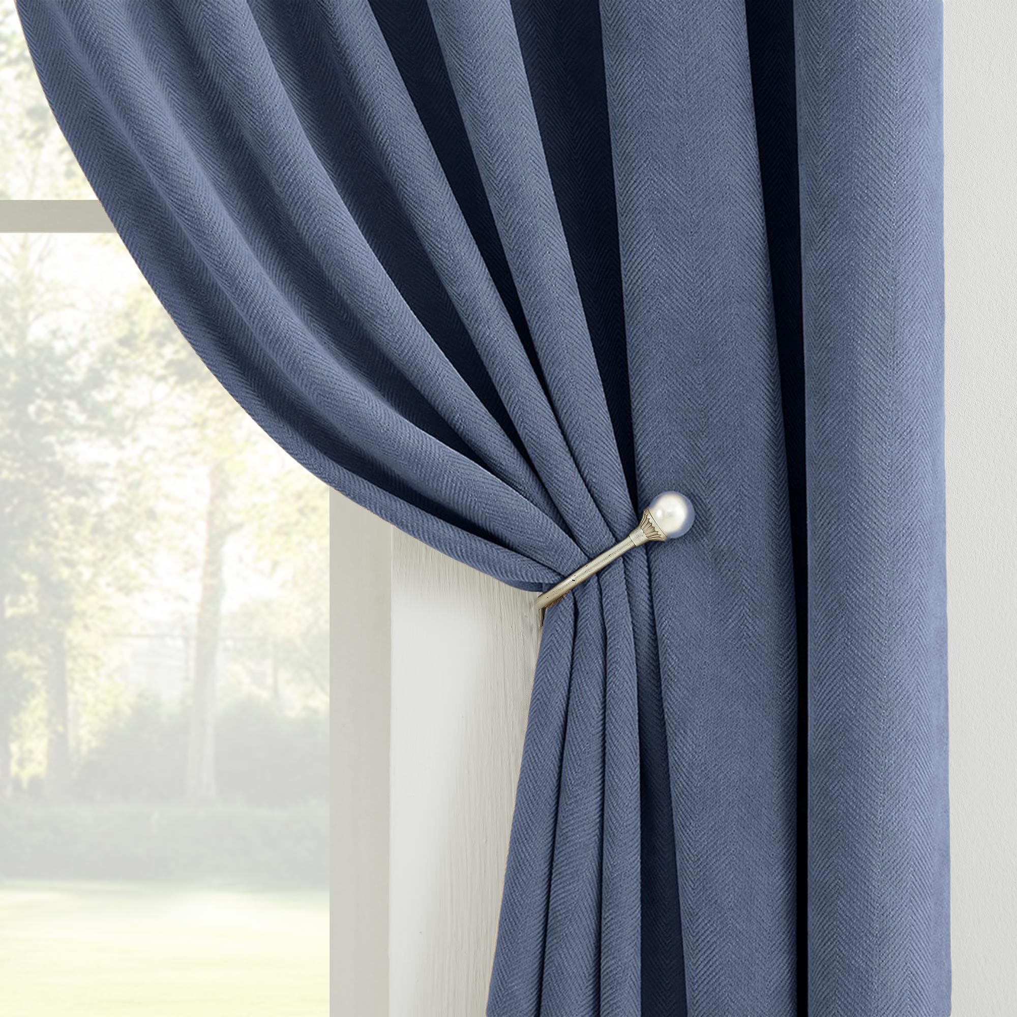 Custom Herringbone Texture Blackout Curtains
