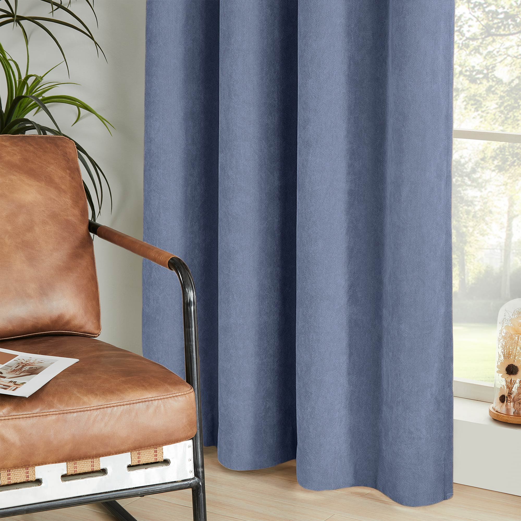 Custom Herringbone Texture Blackout Curtains