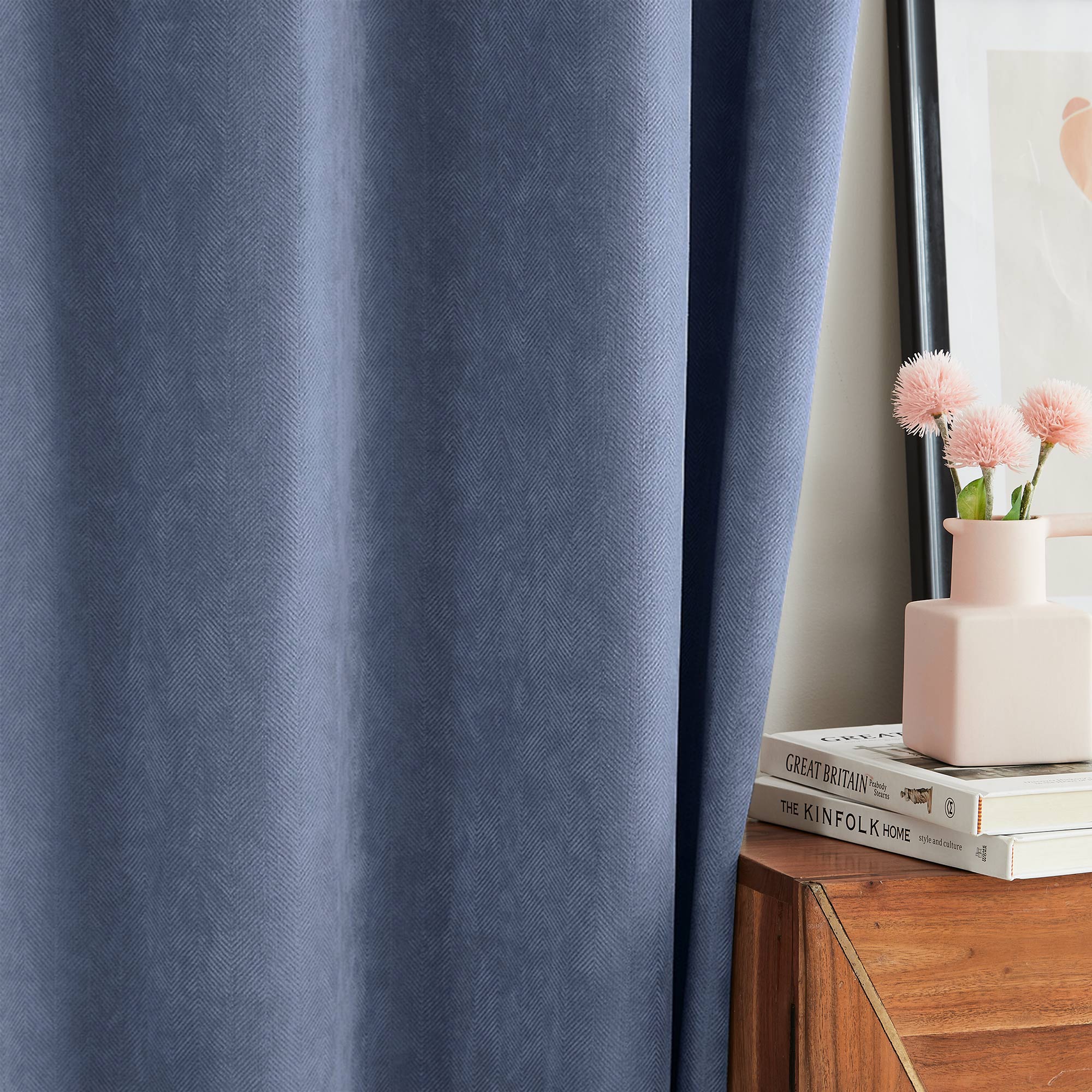 Custom Herringbone Texture Blackout Curtains
