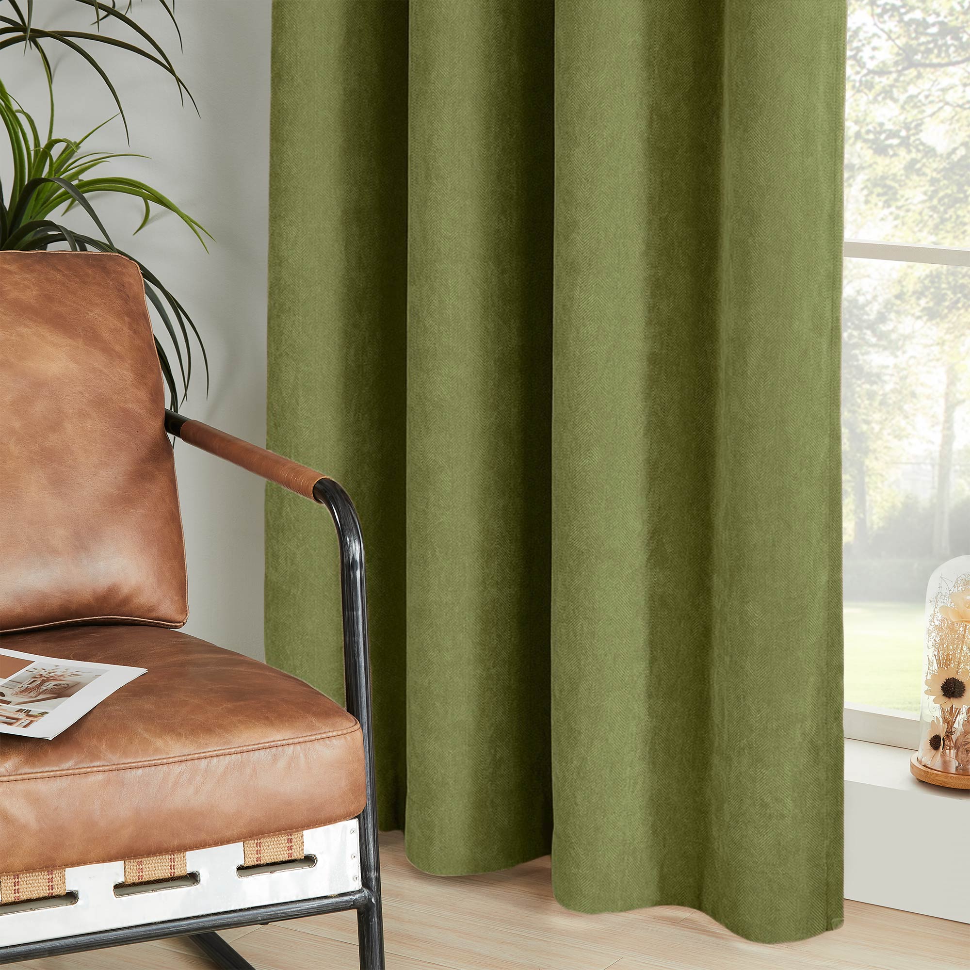 Custom Herringbone Texture Blackout Curtains