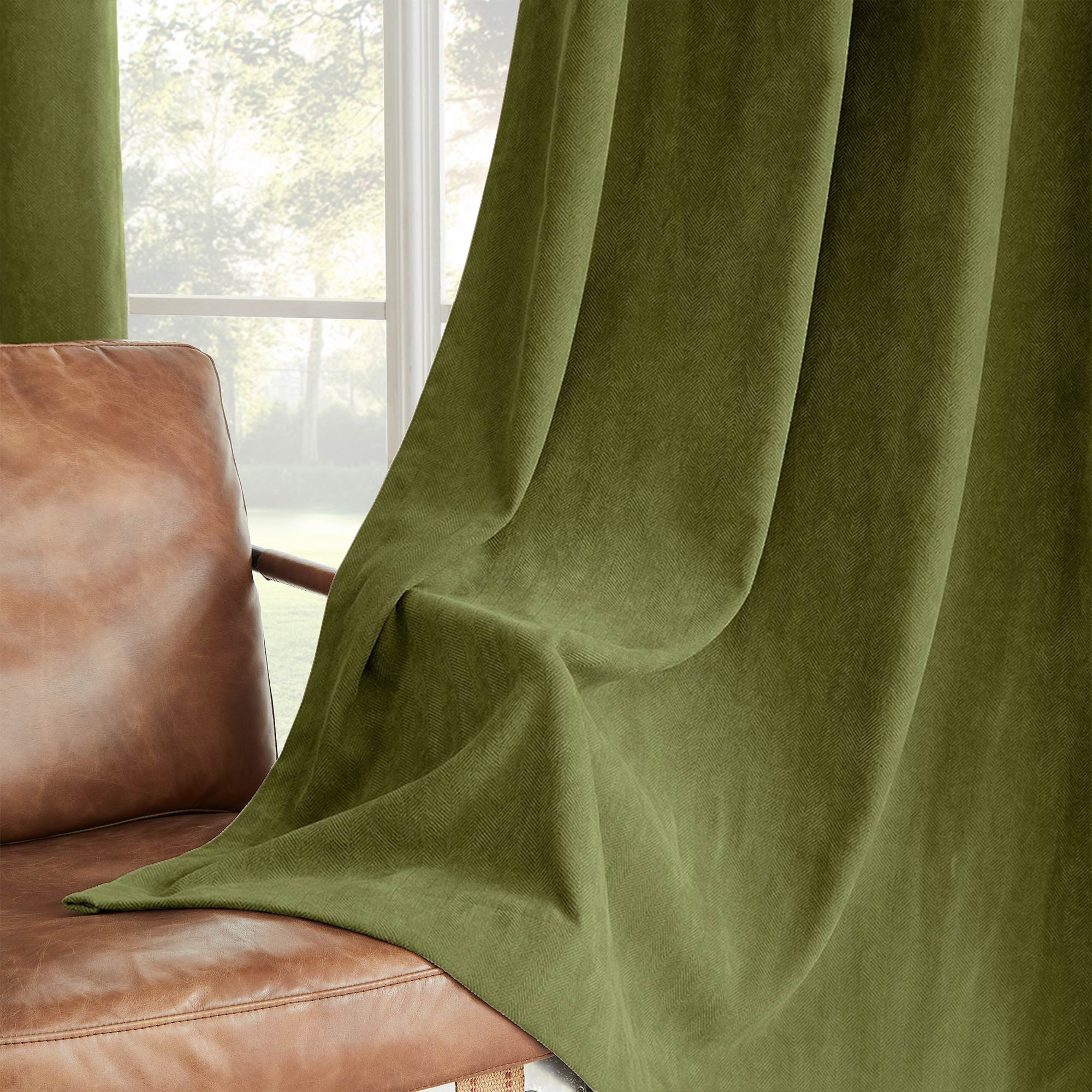 Custom Herringbone Texture Blackout Curtains