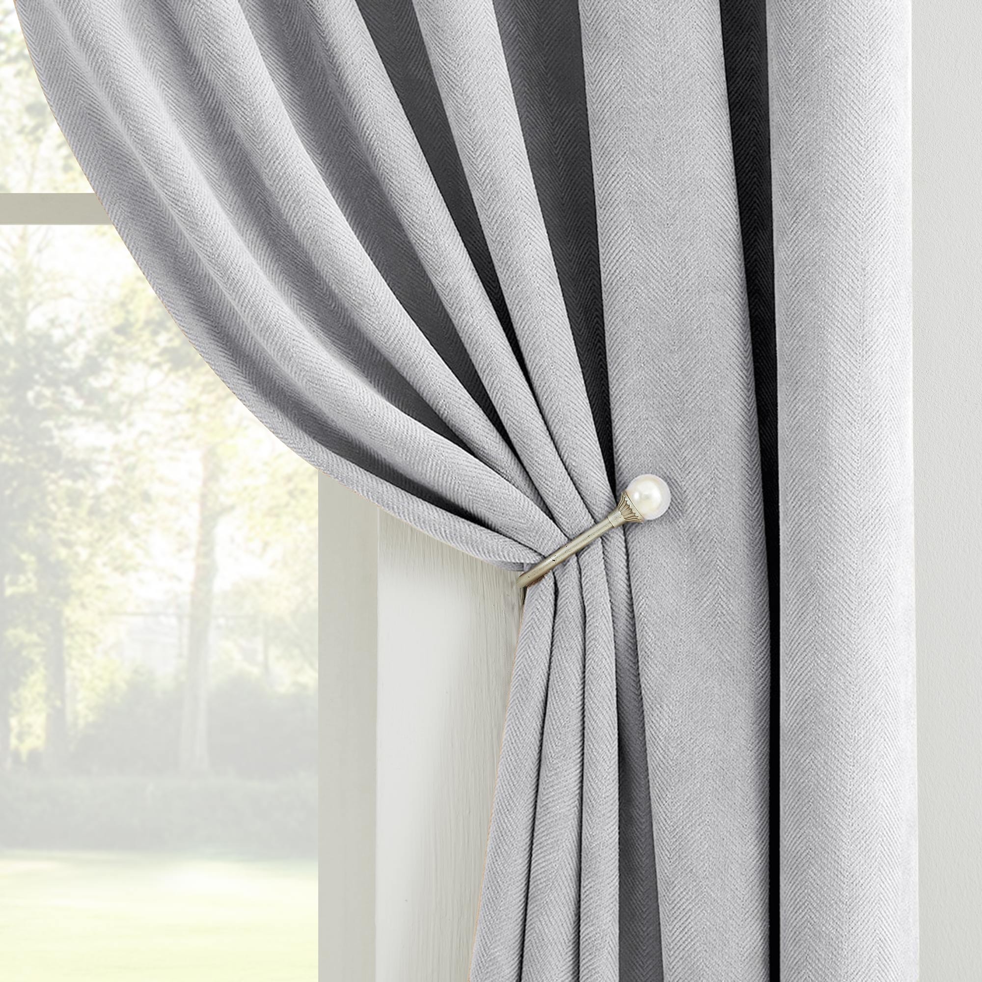 Custom Herringbone Texture Blackout Curtains