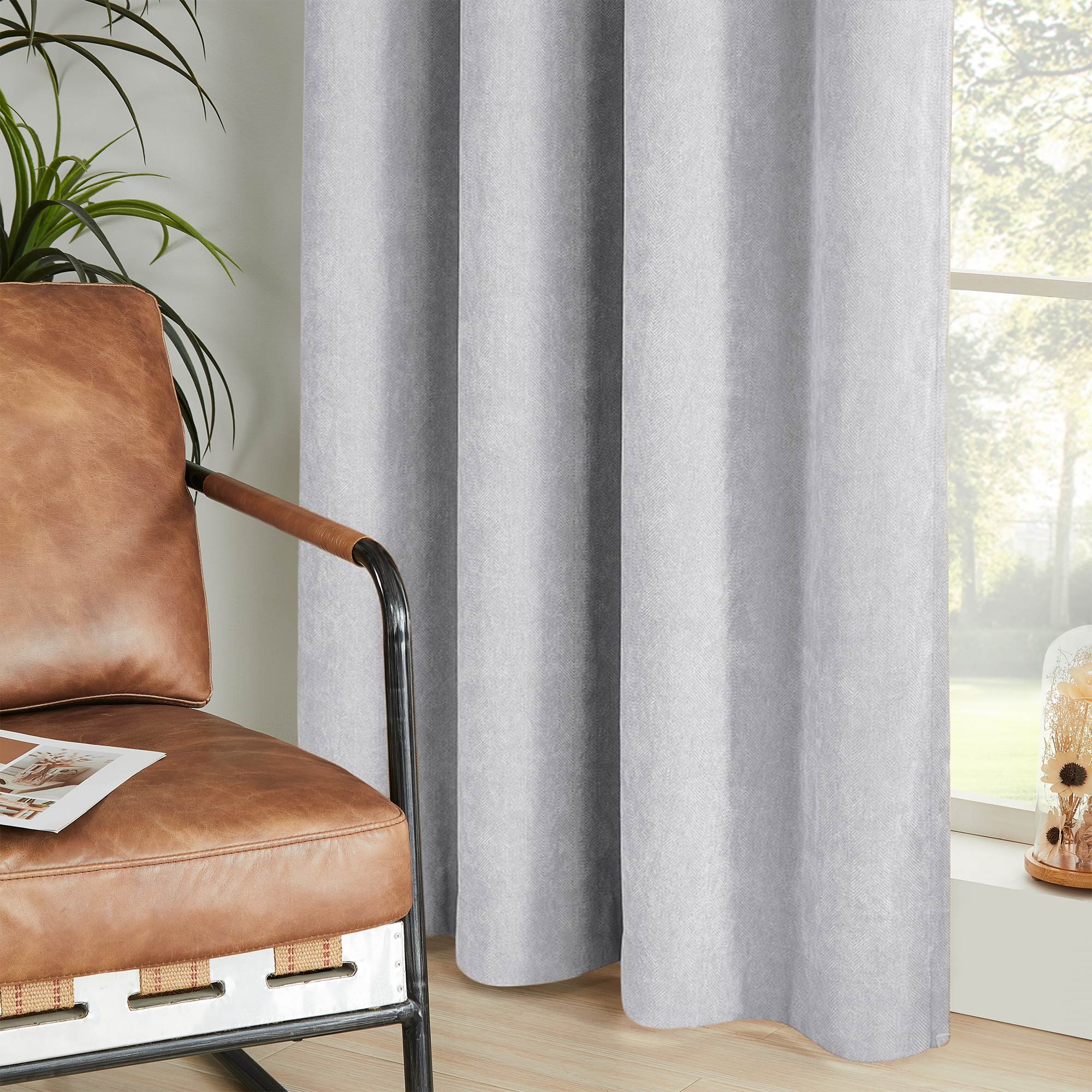 Custom Herringbone Texture Blackout Curtains