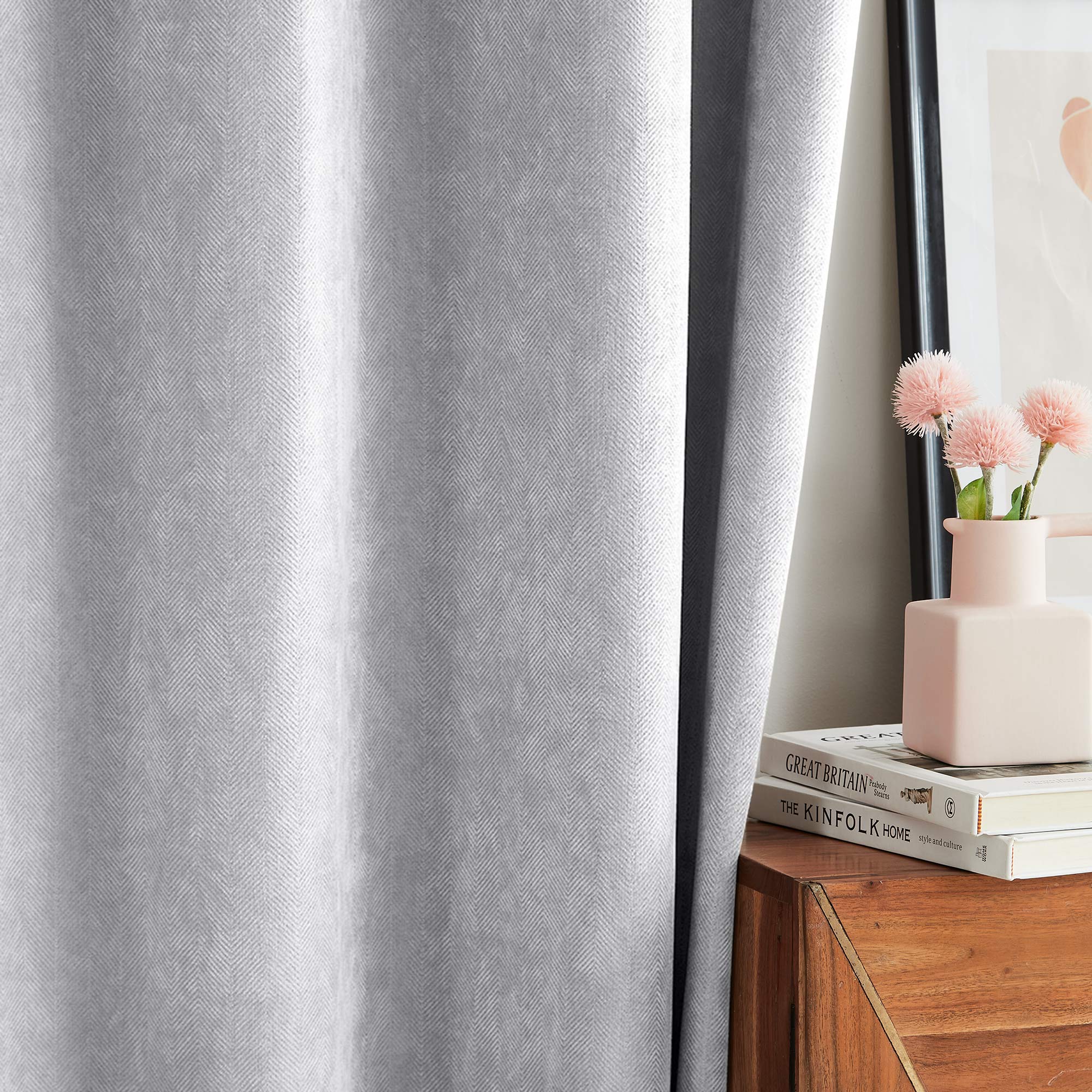 Custom Herringbone Texture Blackout Curtains