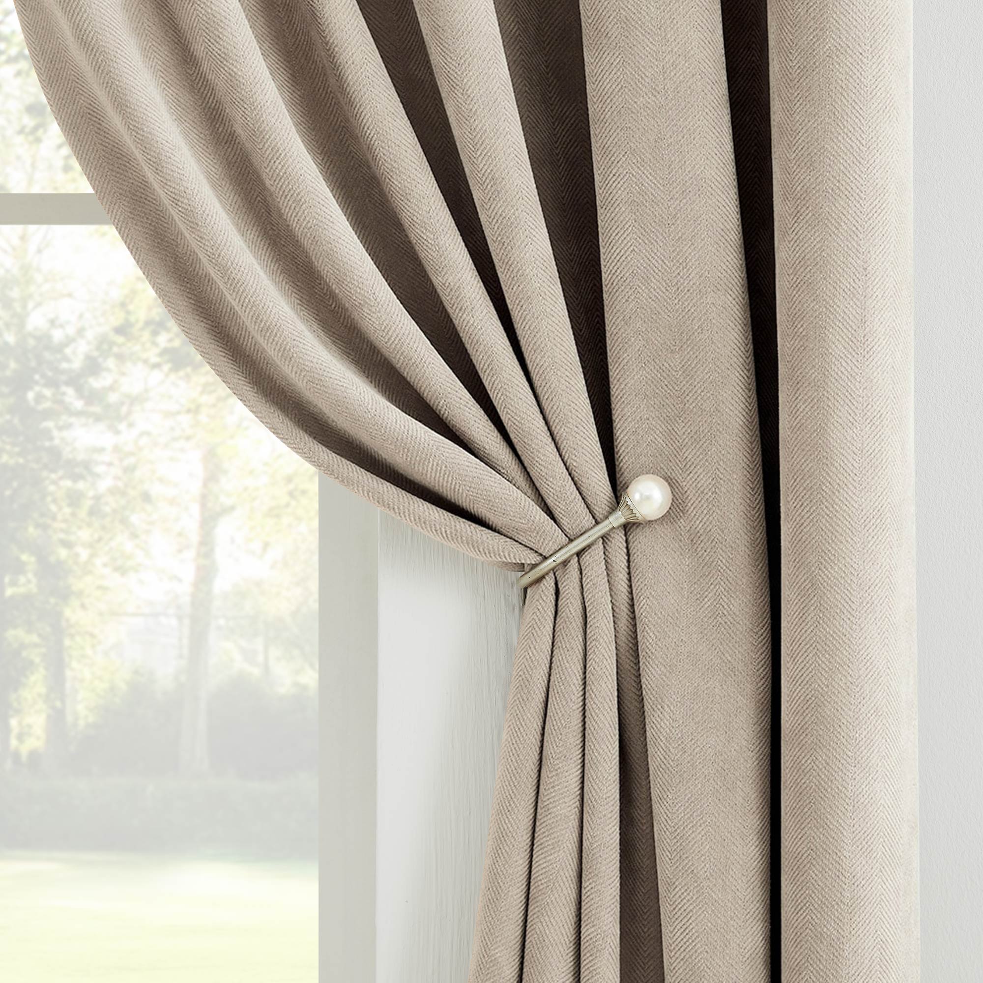 Custom Herringbone Texture Blackout Curtains