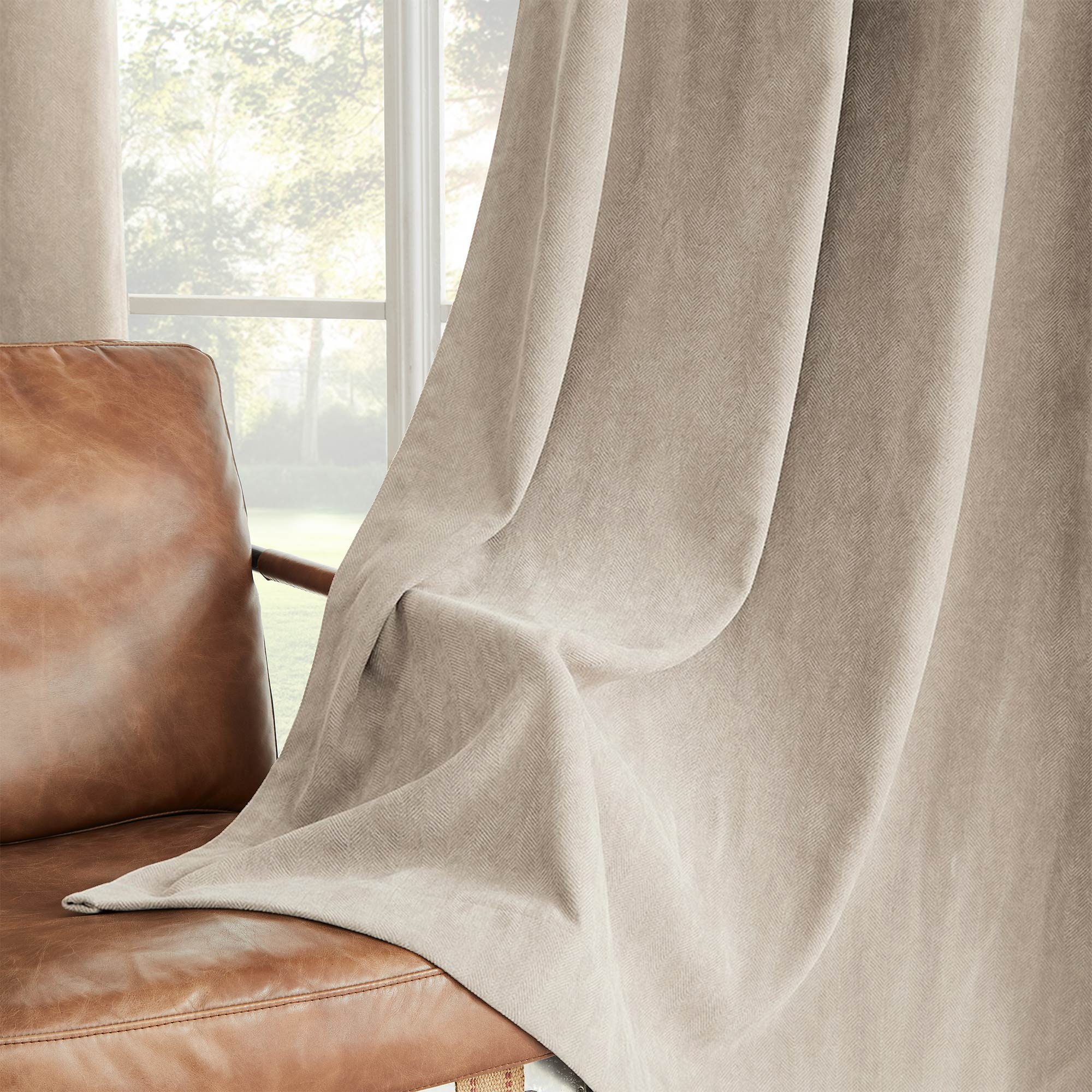 Custom Herringbone Texture Blackout Curtains