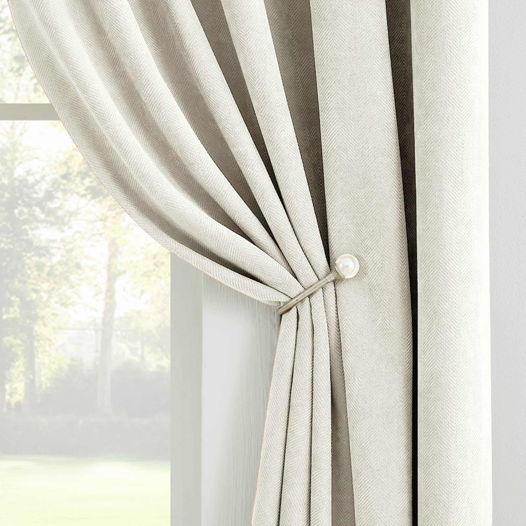 Custom Herringbone Texture Blackout Curtains