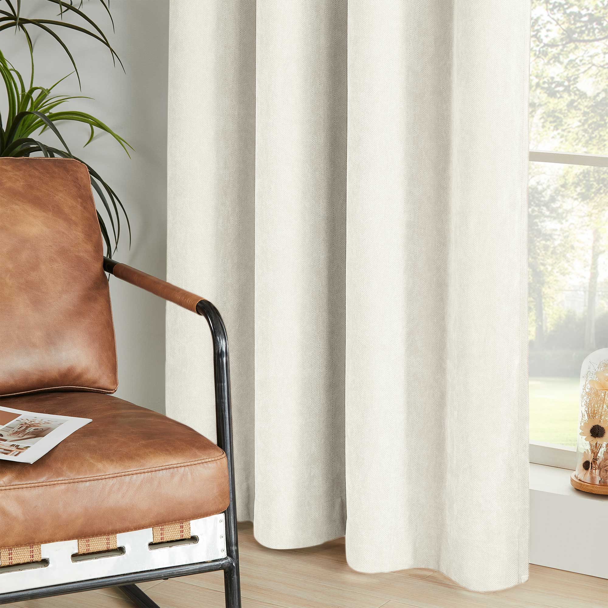 Custom Herringbone Texture Blackout Curtains