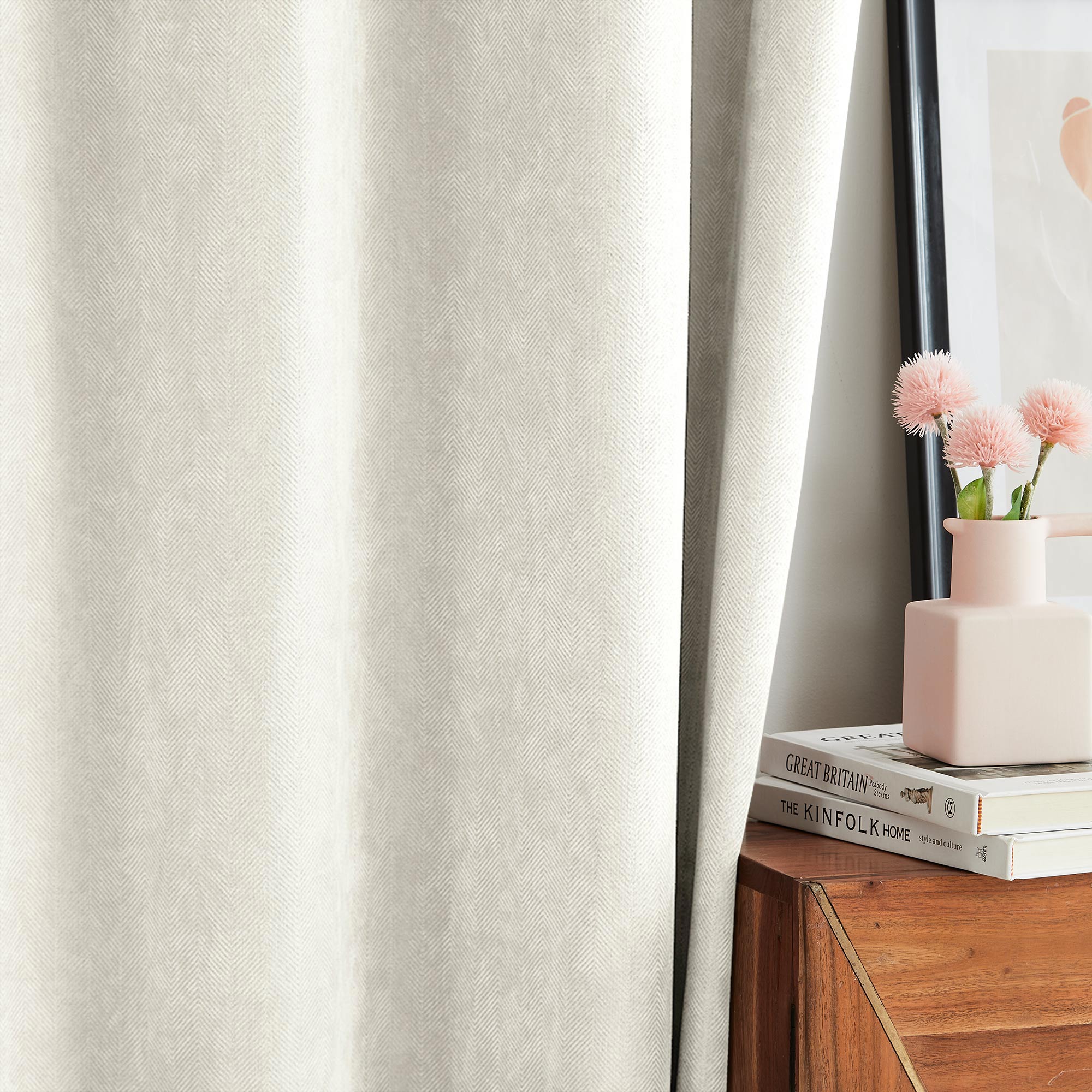Custom Herringbone Texture Blackout Curtains