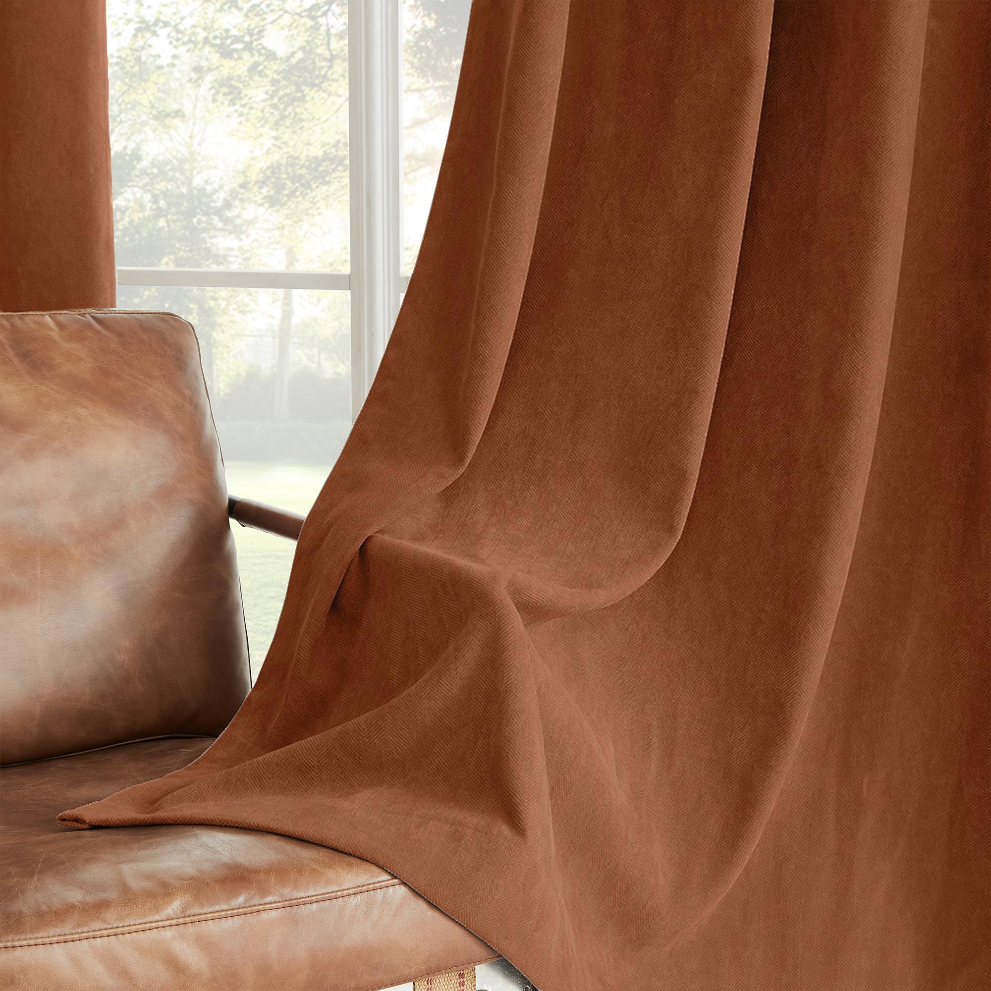 Custom Herringbone Texture Blackout Curtains