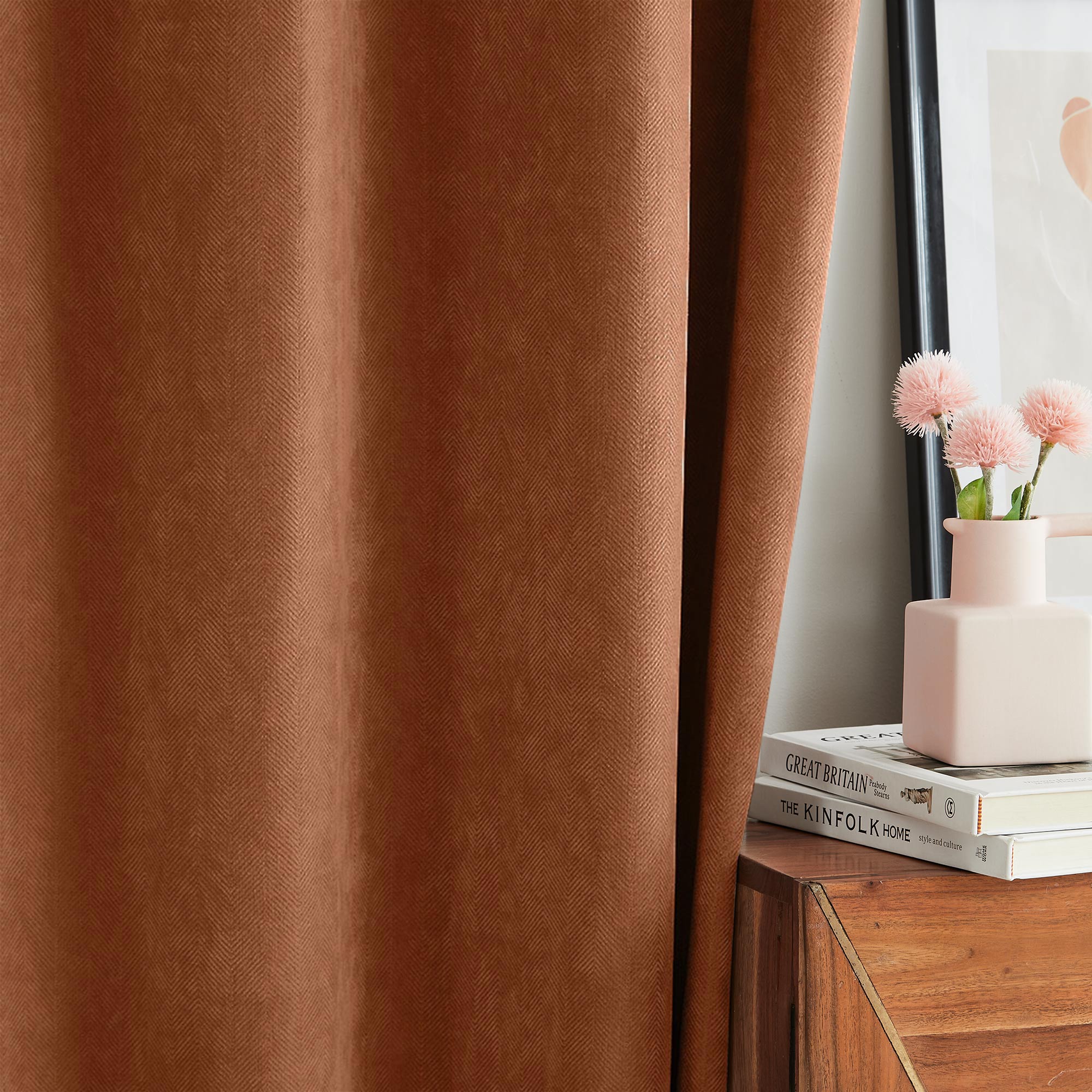 Custom Herringbone Texture Blackout Curtains