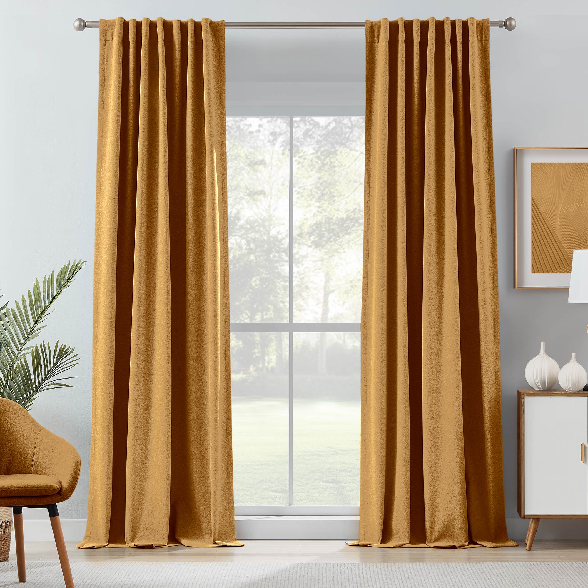 Linen Look 100% Blackout Curtains