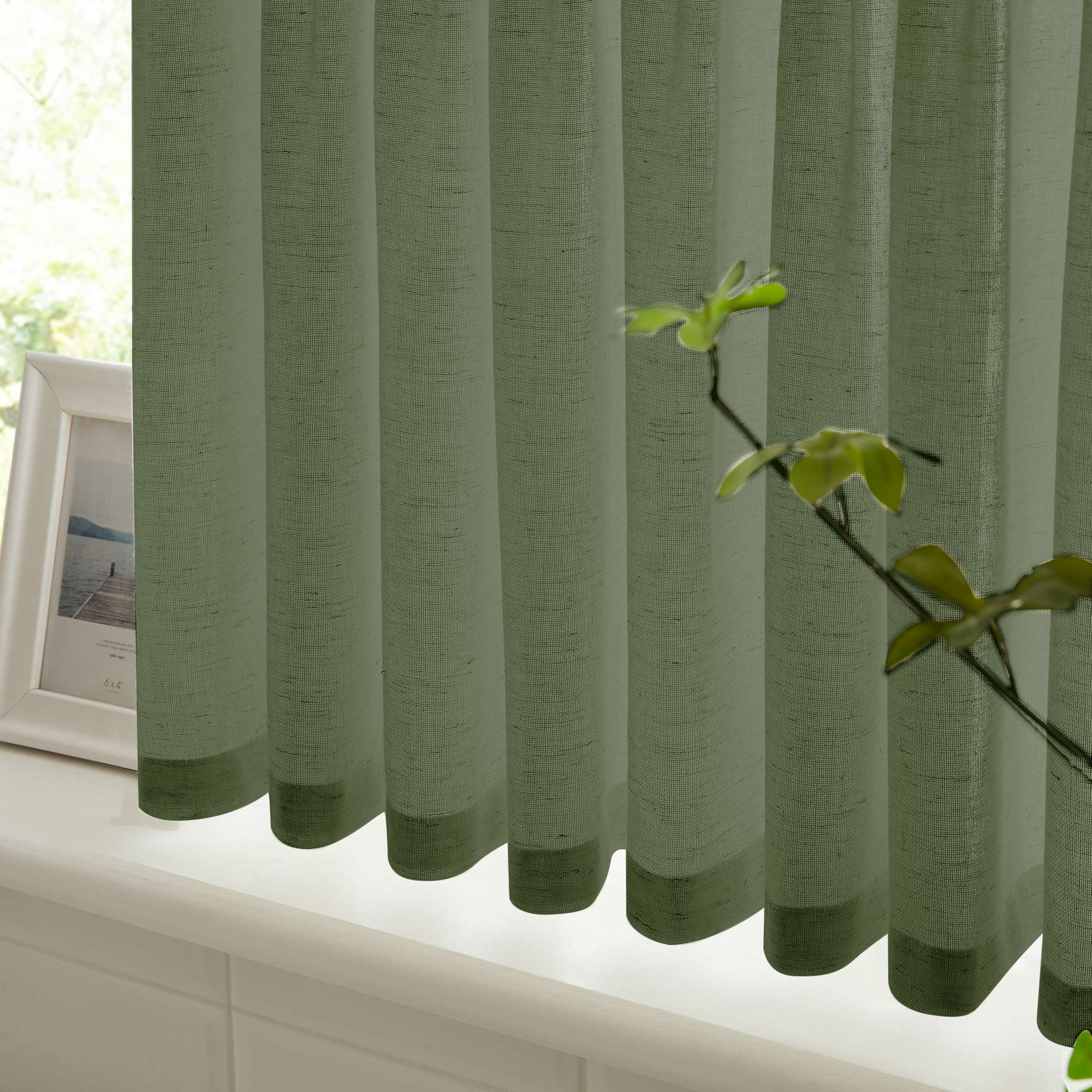 Cotton Linen Semi Sheer Blackout Curtains