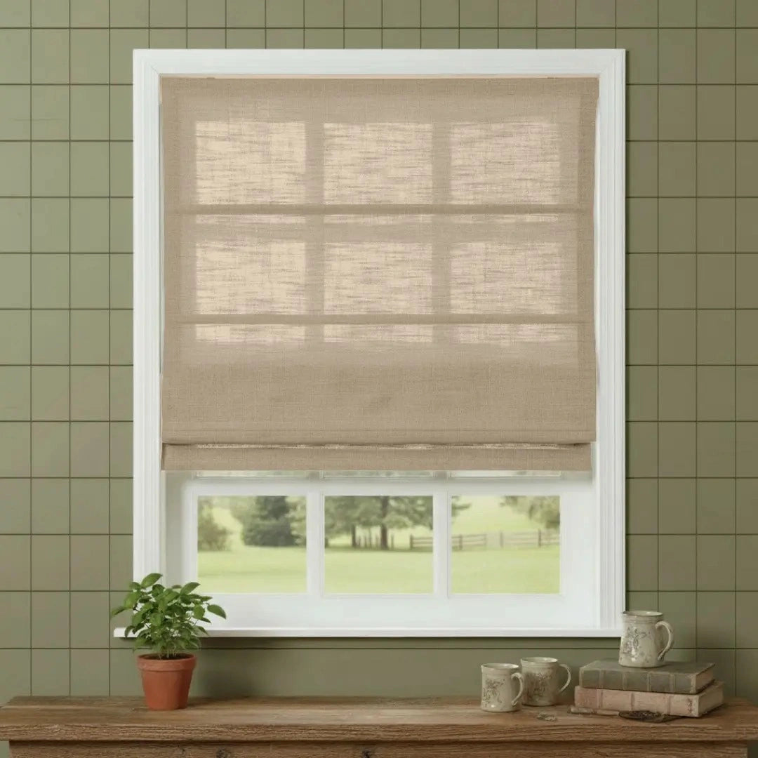 Costom Roman Shades Ivory Beige W1234-3