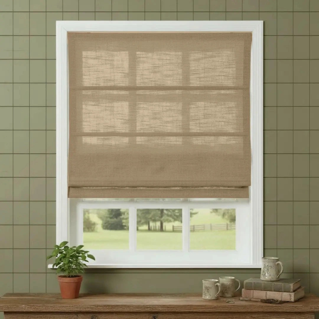 Costom Roman Shades Sandy Taupe W1234-4