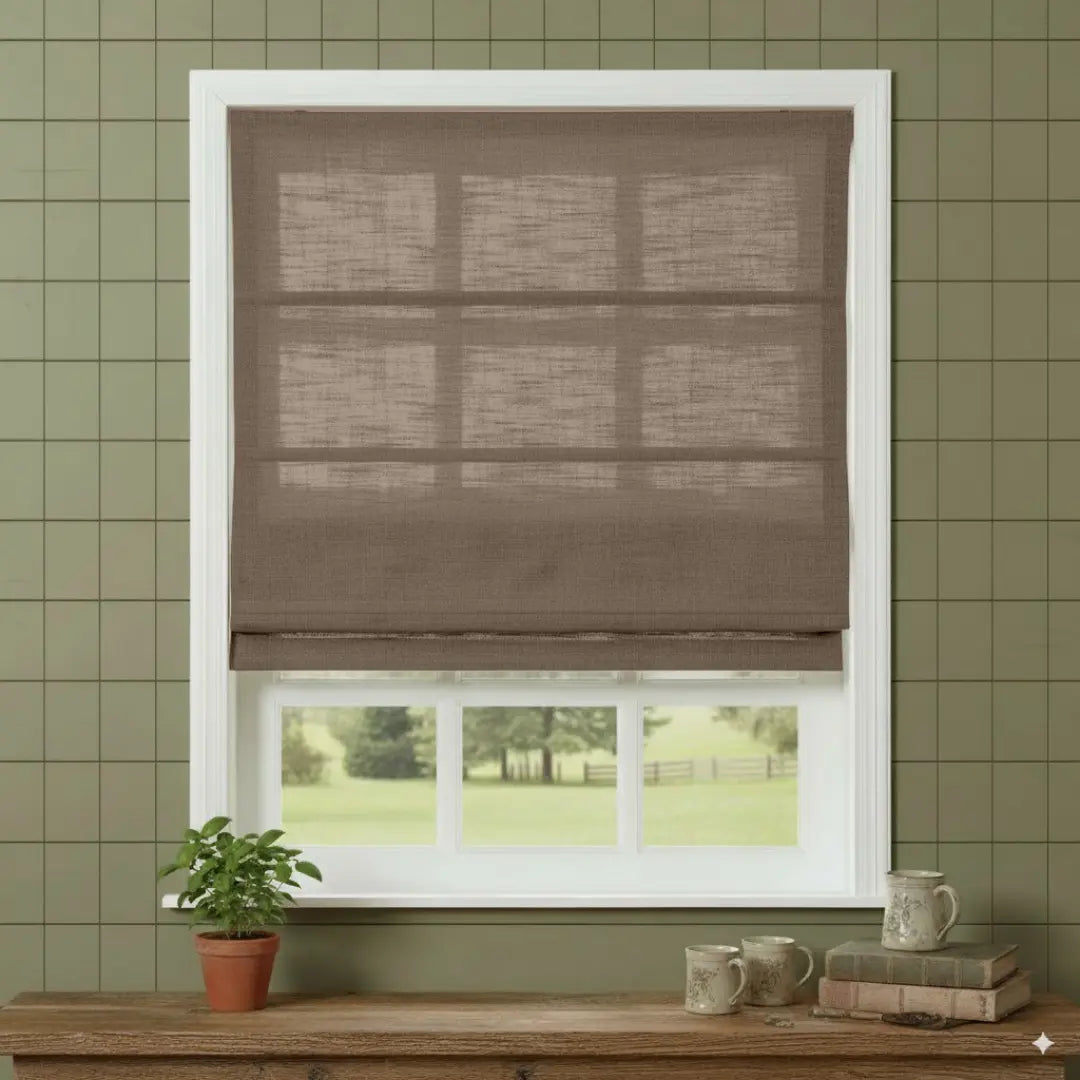 Costom Roman Shades Camel Tan W1234-5
