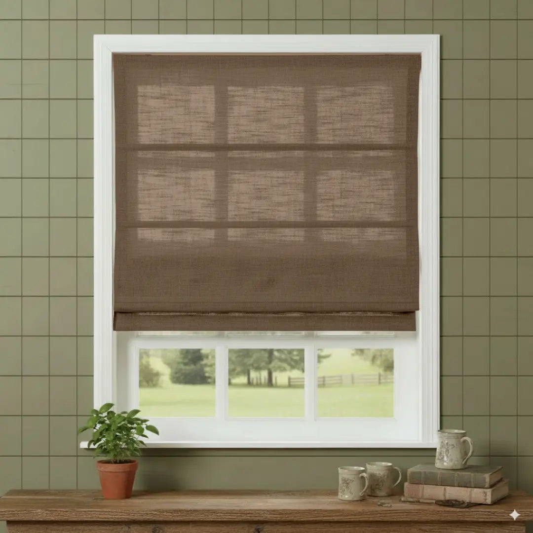 Costom Roman Shades Olive Khaki W1234-6
