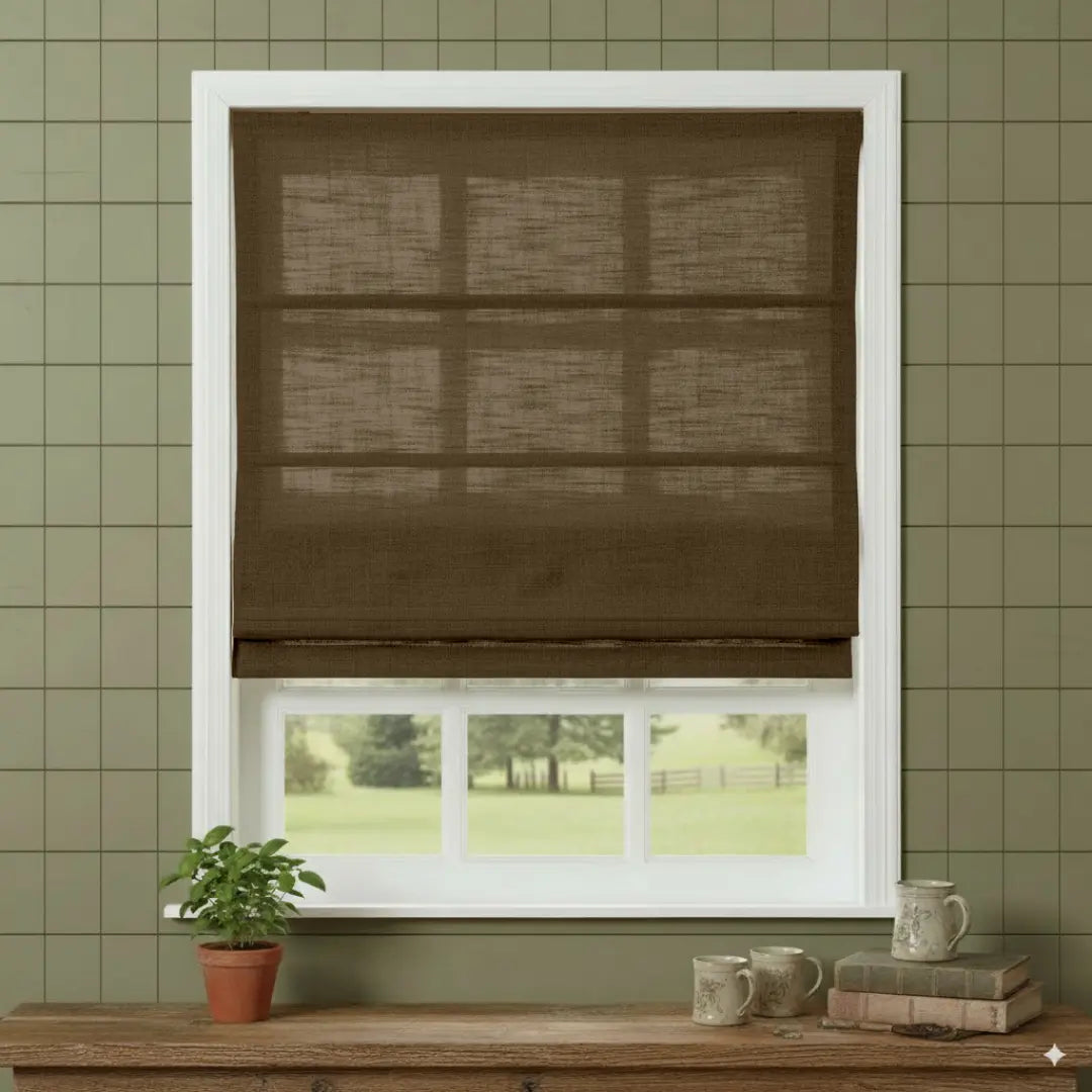 Costom Roman Shades Dark Taupe W1234-7