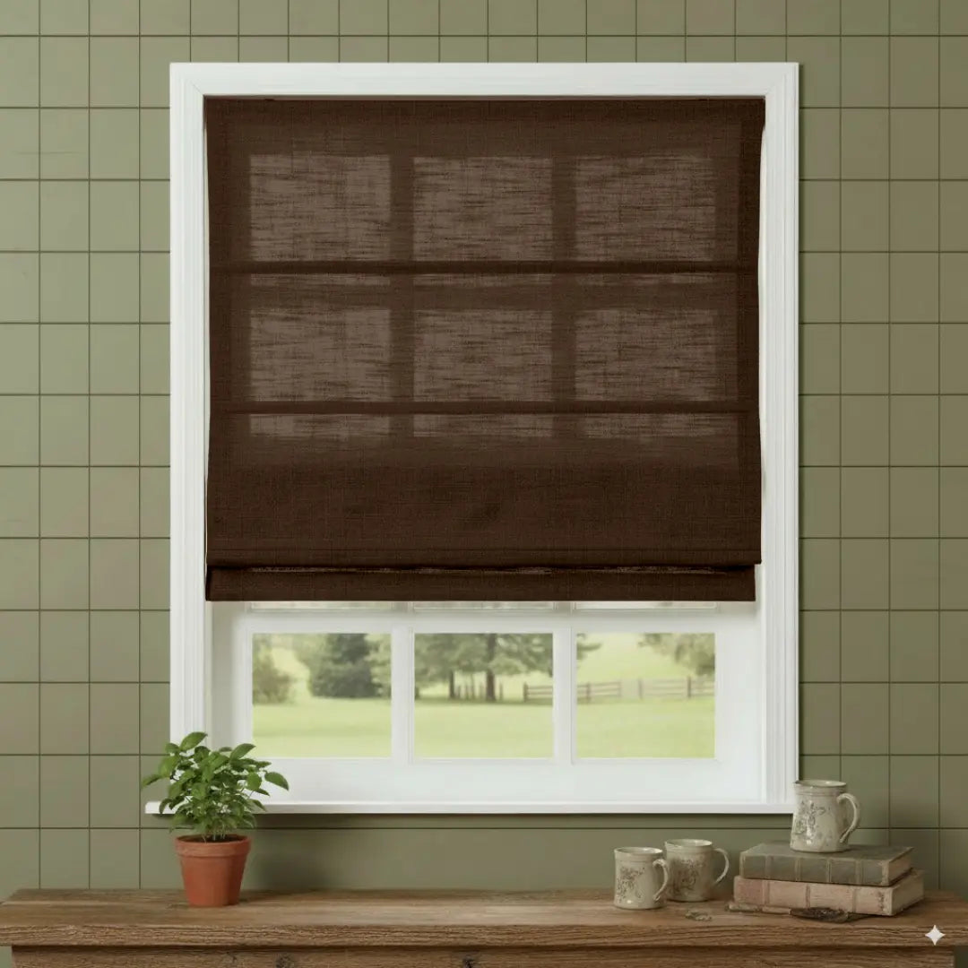 Costom Roman Shades Chocolate Brown W1234-8
