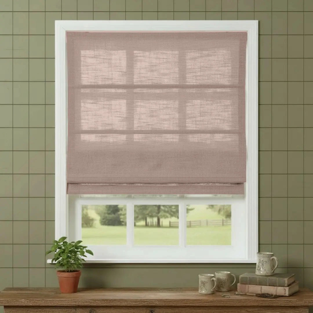 Costom Roman Shades Rose Pink W1234-10