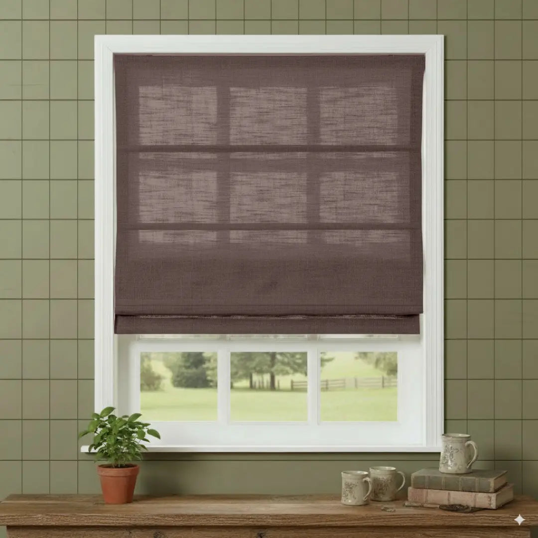 Costom Roman Shades Gray Brown W1234-12