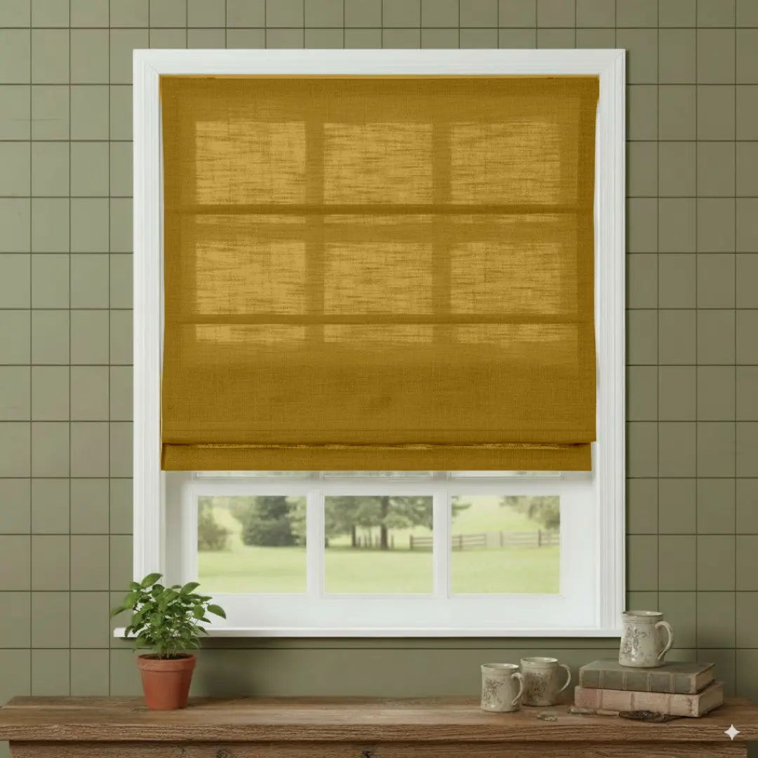 Costom Roman Shades Golden Yellow W1234-14