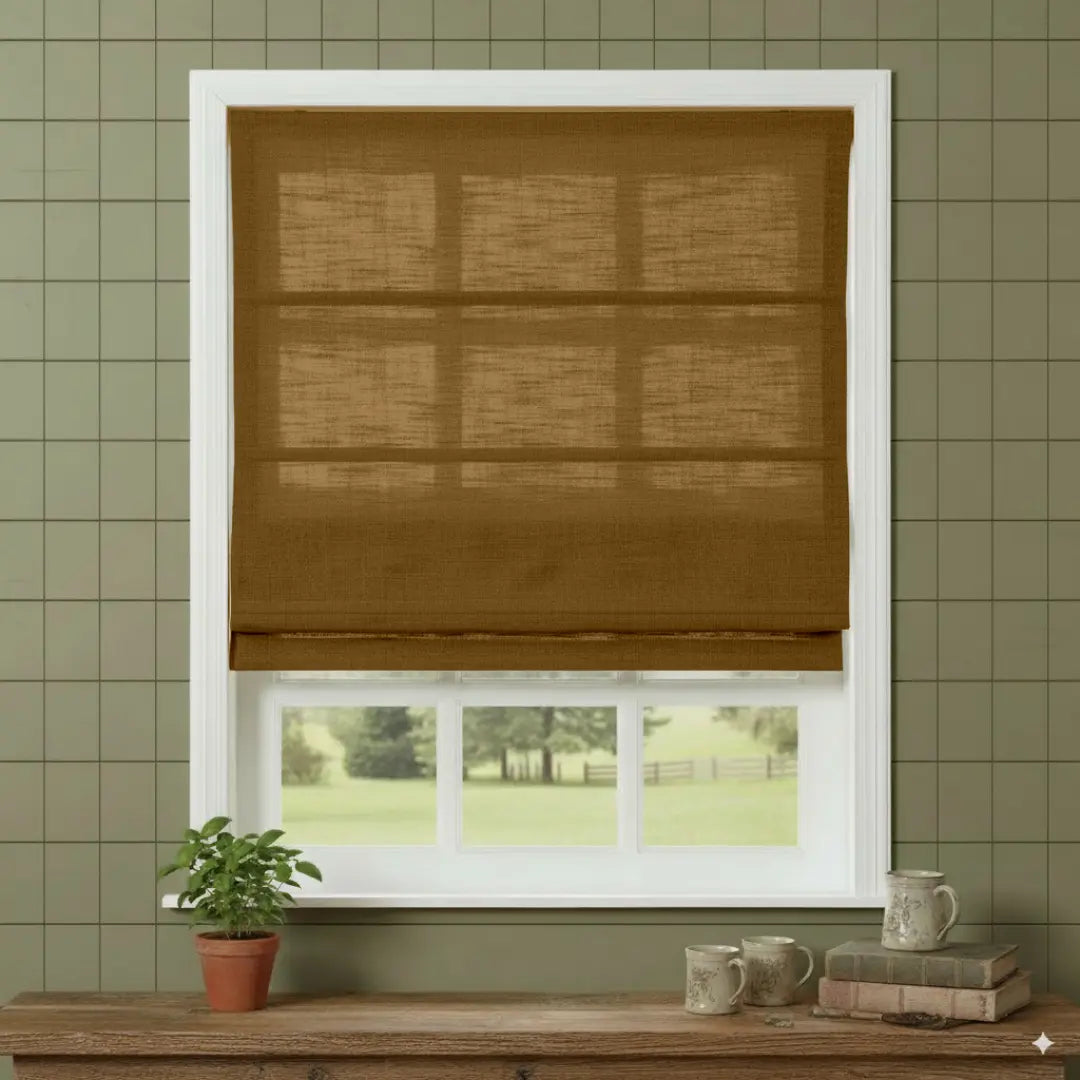 Costom Roman Shades Earthy yellow W1234-15