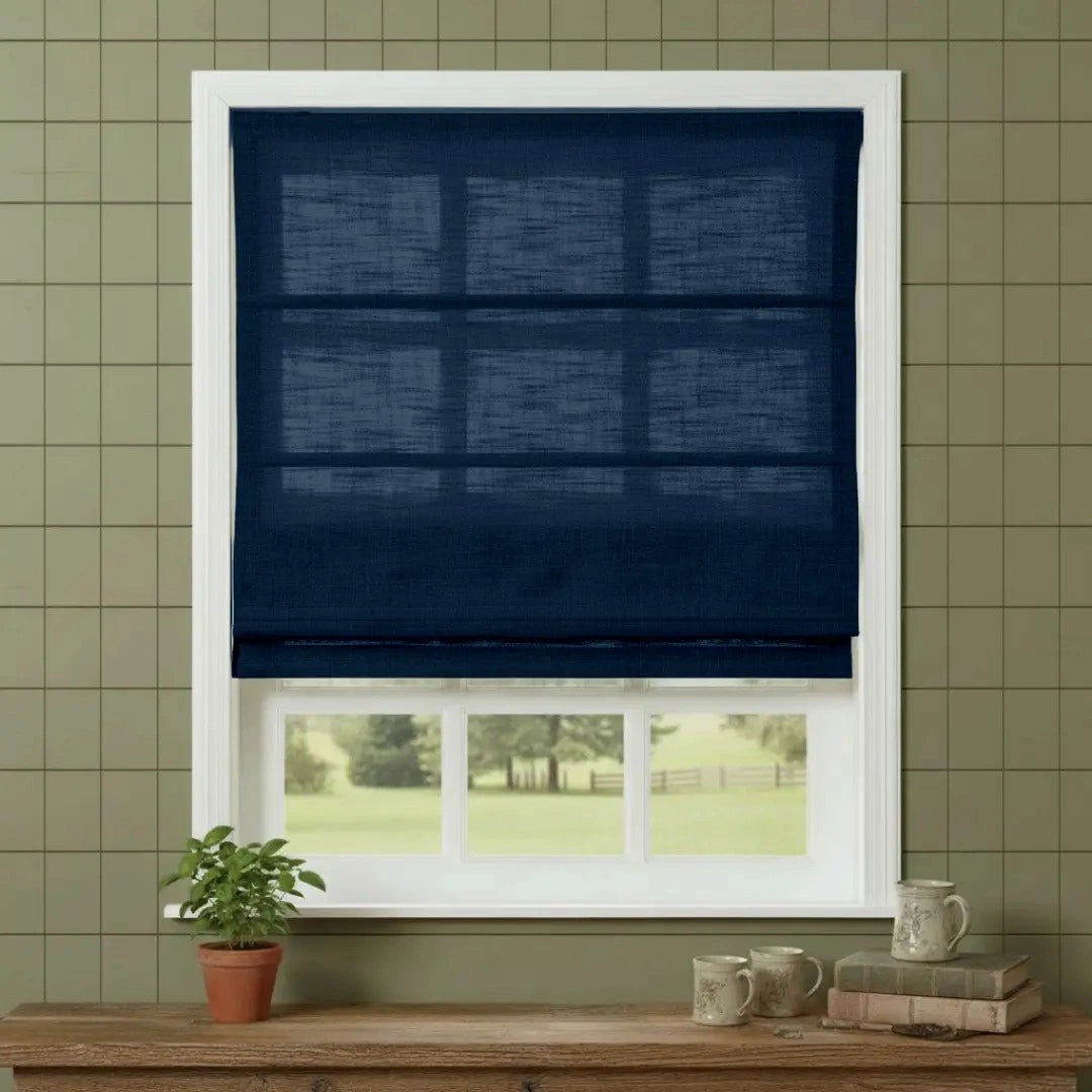 Costom Roman Shades Steel Blue W1234-30