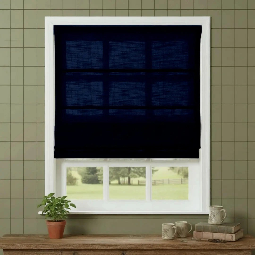 Costom Roman Shades Midnight Navy W1234-32