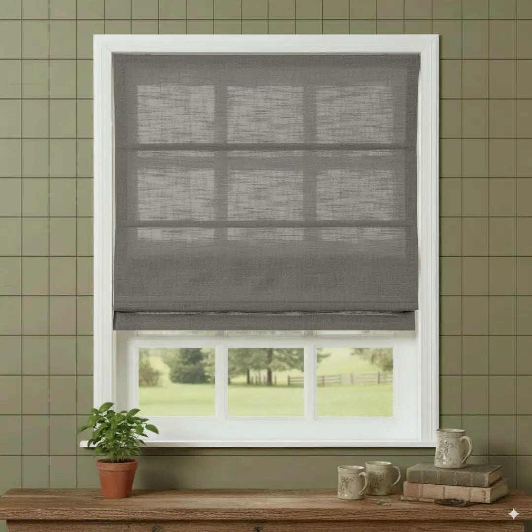 Costom Roman Shades Pearl Gray W1234-33