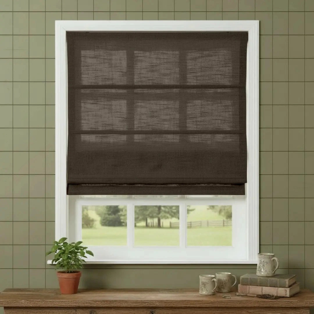Costom Roman Shades Walnut Brown H1322-08
