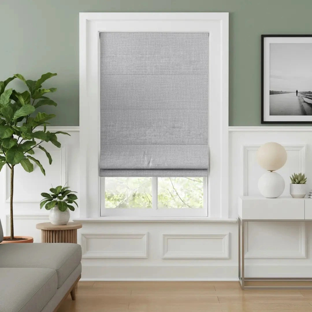 Costom Roman Shades Light Gray White ZJM04