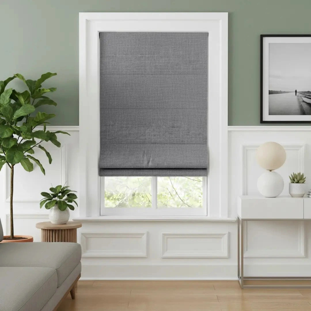 Costom Roman Shades Gray Tweed ZJM16