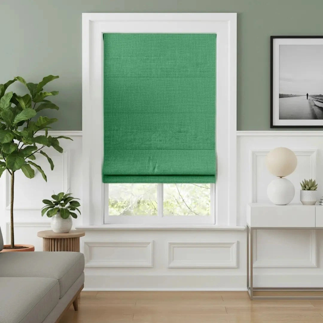 Costom Roman Shades Emerald Slub ZJM18