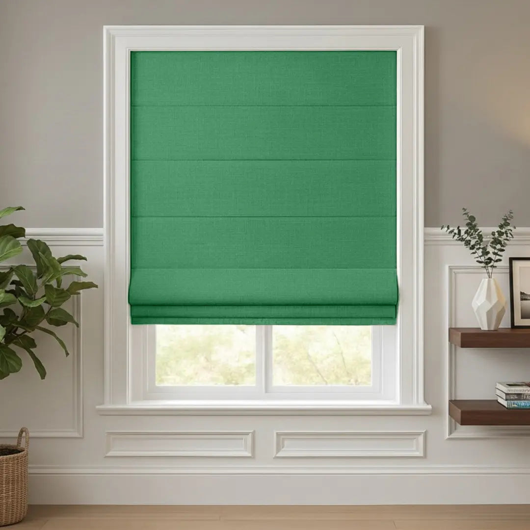 Costom Roman Shades Emerald Slub ZJM18