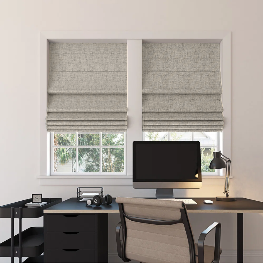 Custom Linen 100% Blackout Roman Shades