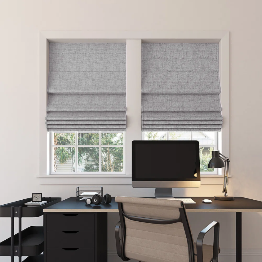 Custom Linen 100% Blackout Roman Shades