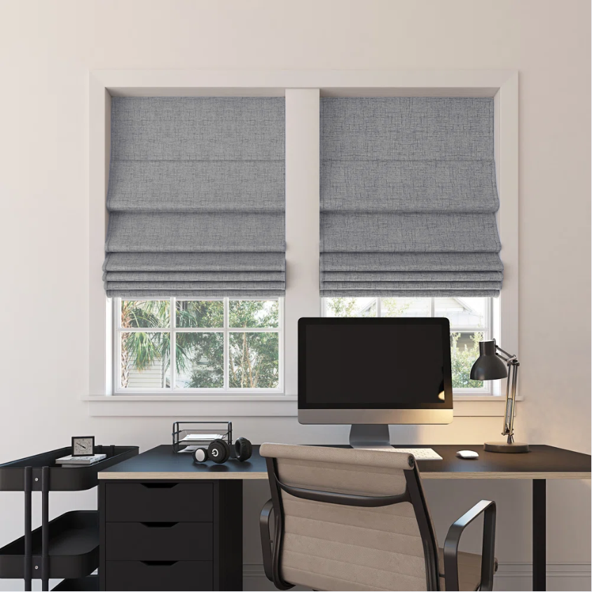 Custom Linen 100% Blackout Roman Shades