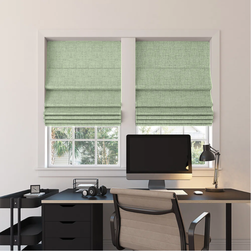 Custom Linen 100% Blackout Roman Shades