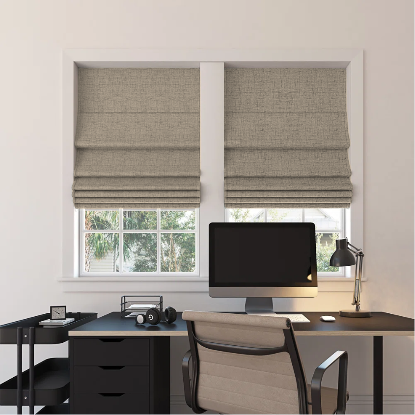 Custom Linen 100% Blackout Roman Shades