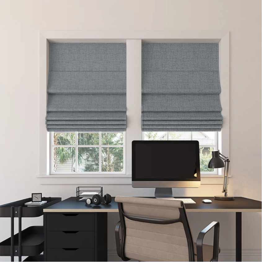 Custom Linen 100% Blackout Roman Shades